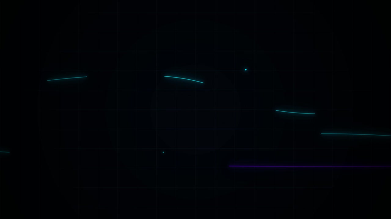 Abstract Motion Graphics with Glowing Neon Lines on Dark Grid