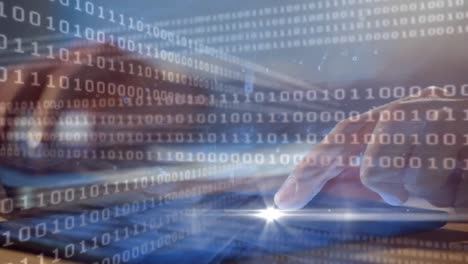 Digital composite video of businessman using laptop 4k