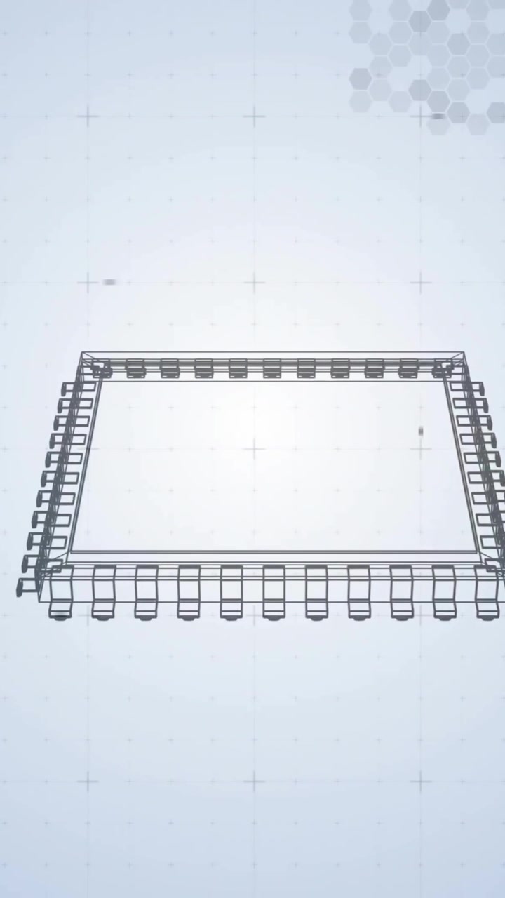 Animation of circuit board and data processing over white background