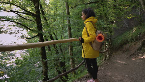 woman hiking in the forest