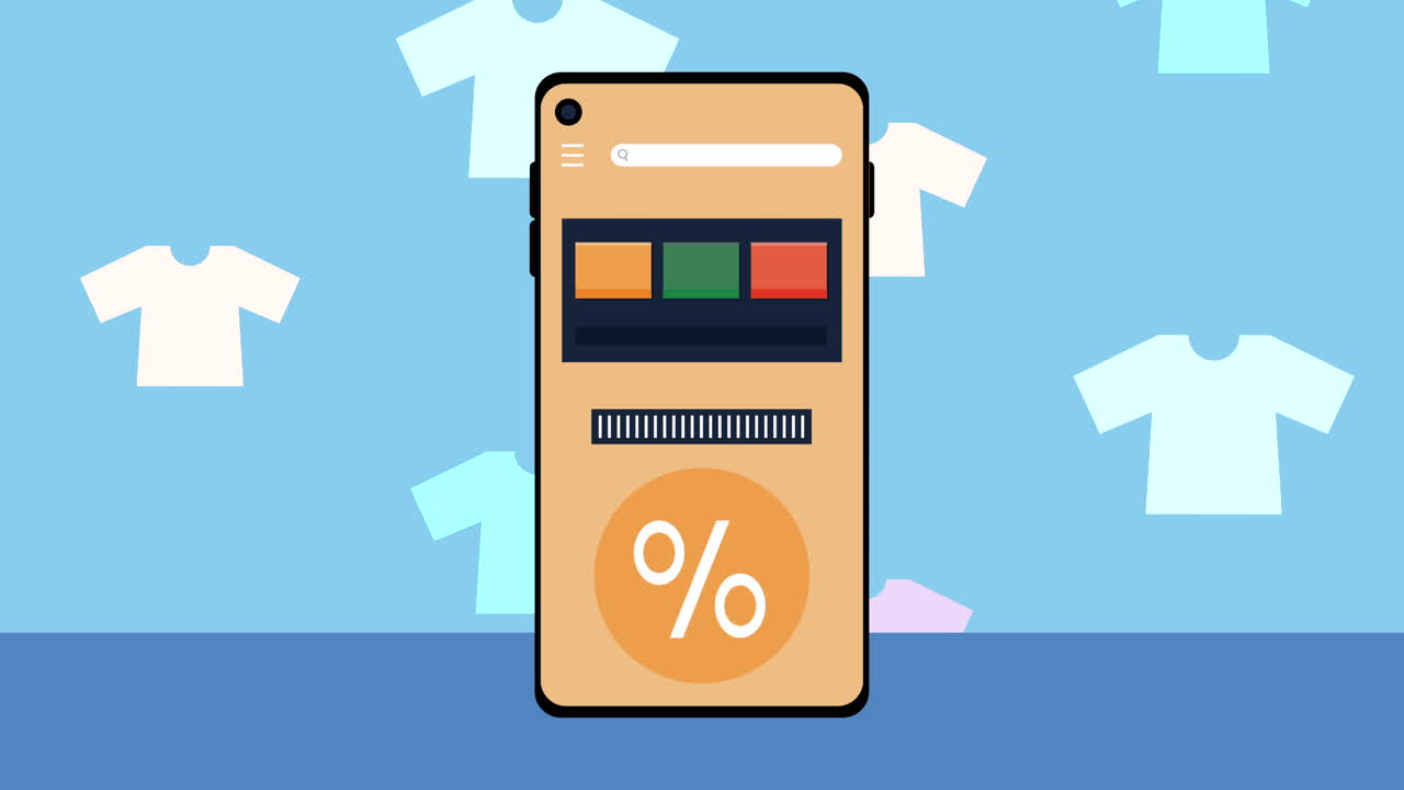 y camisas de teléfono inteligente patrón animación de comercio electrónico