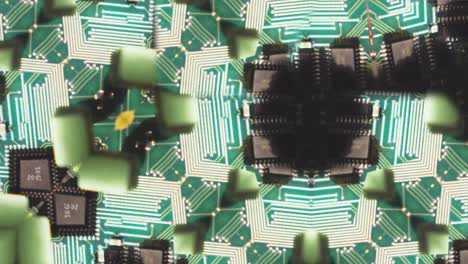 patrón de rotación rápida de la placa de circuitos digital analógica que pasa de verde a amarillo a negro