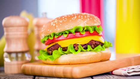 tasty and appetizing hamburger cheeseburger