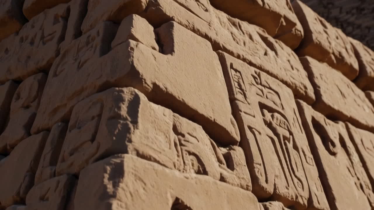 Ancient Egyptian Carvings on Stone Wall