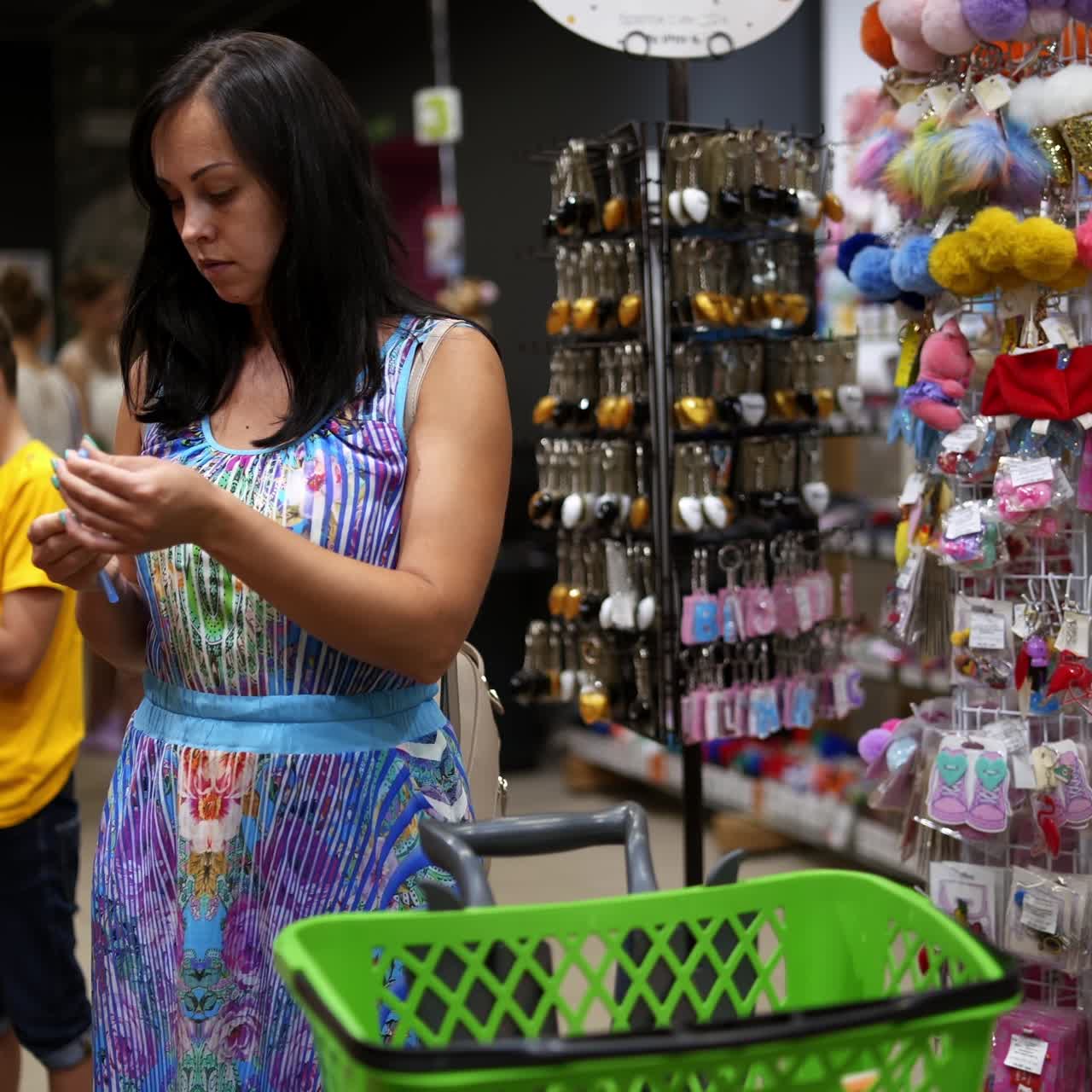 Choosing school supplies with mother