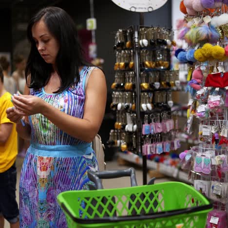 choosing school supplies with mother