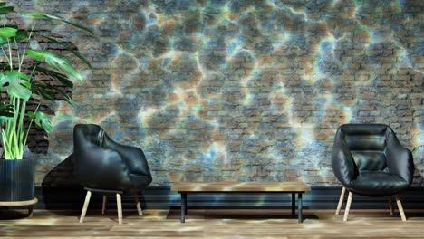 diseño interior apartamento moderno sala de estar con sofá sofá y pared de fondo líquido luz en la pared del apartamento animación de fondo renderización 3d