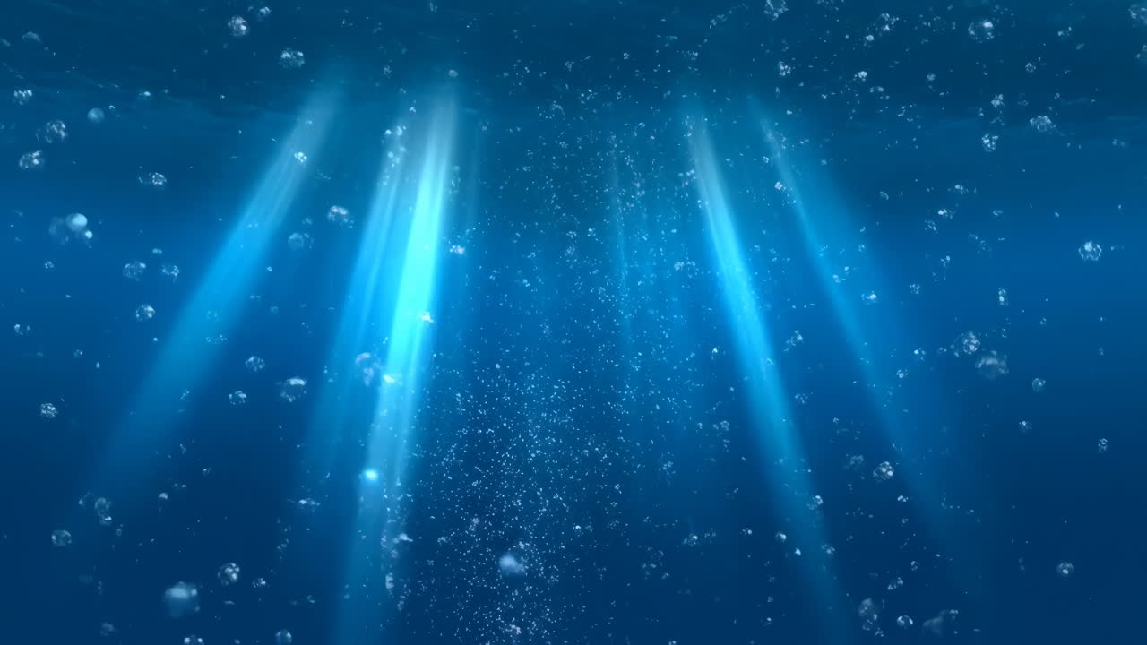 Underwater Light Rays and Bubbles in Deep Blue Water