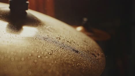 close-up of a wet cymbal
