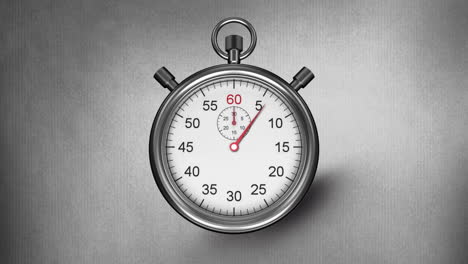 animación de un reloj de parada moviéndose rápido sobre un fondo gris