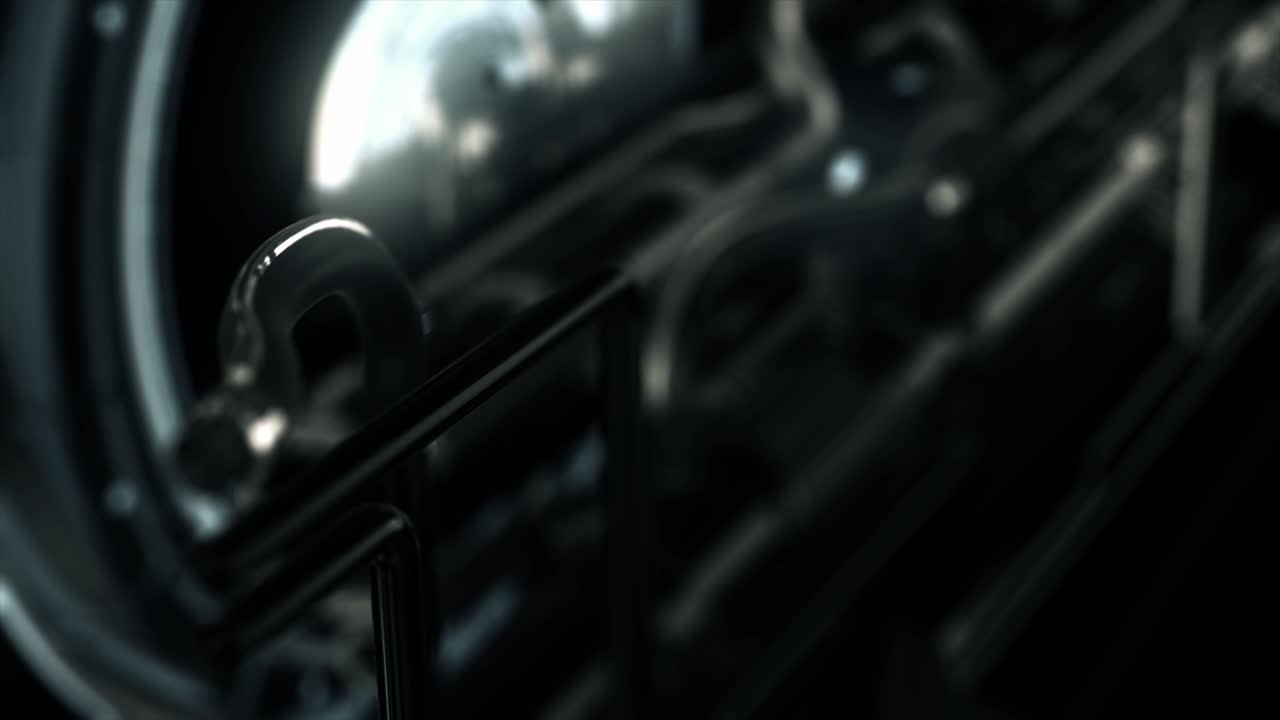 mecanismo futurista de primer plano. animación de un dispositivo futurista moderno