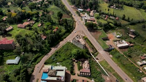 city scape-drone view: rotation view of the drone flying over the small town of loitokitok kenya amboseli area of kenya