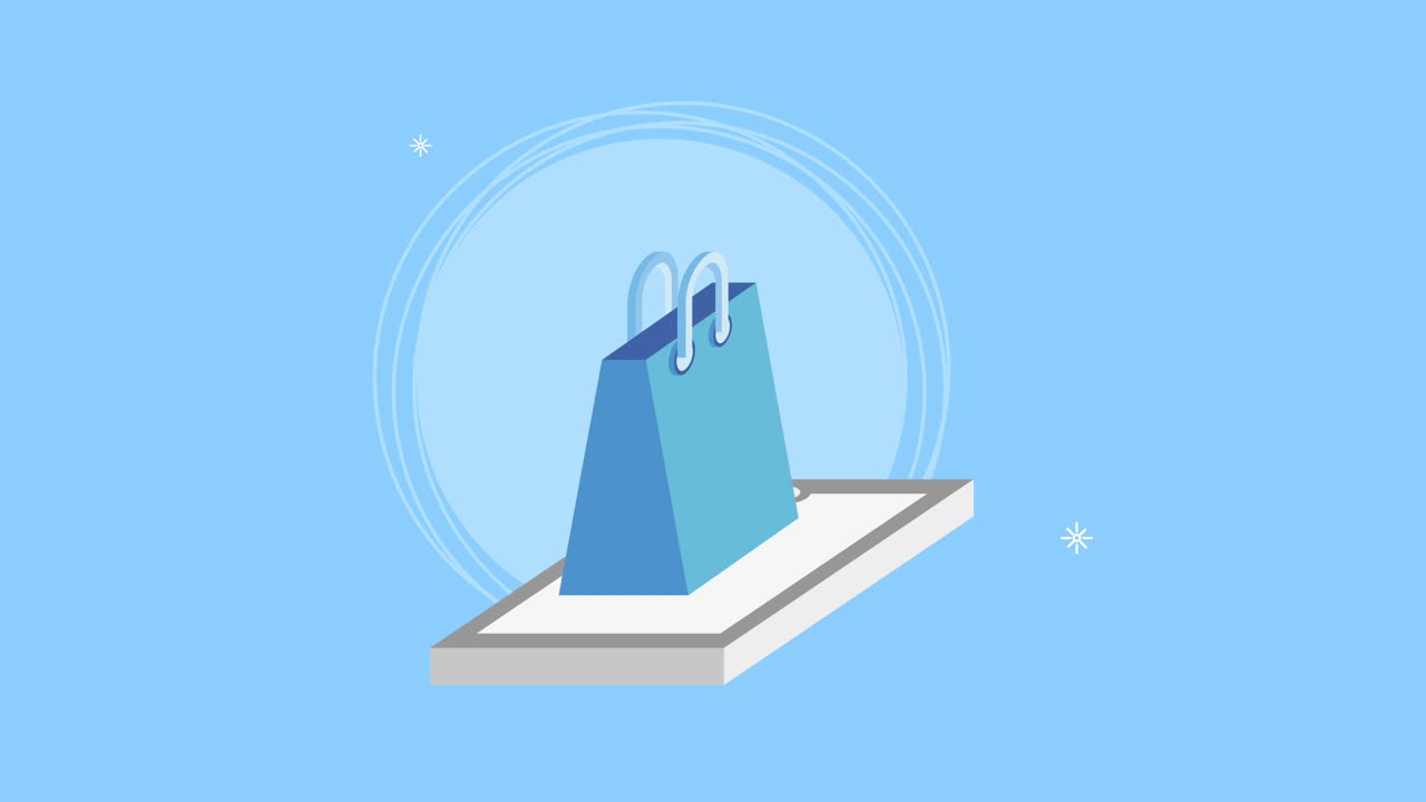 smartphone with shopping bags animation