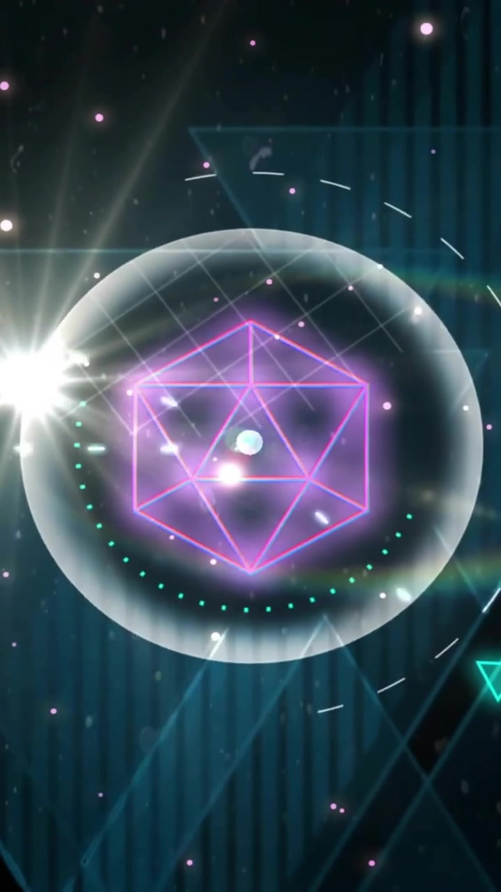Animation von Lichtpunkten und Formen auf schwarzem Hintergrund