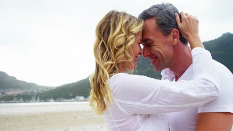pareja madura juntos en la playa
