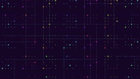 colorful dot grid and stars on a dark canvas