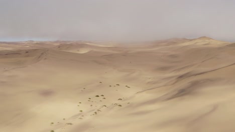 sweeping dunes under hazy sky in a vast namib desert landscape