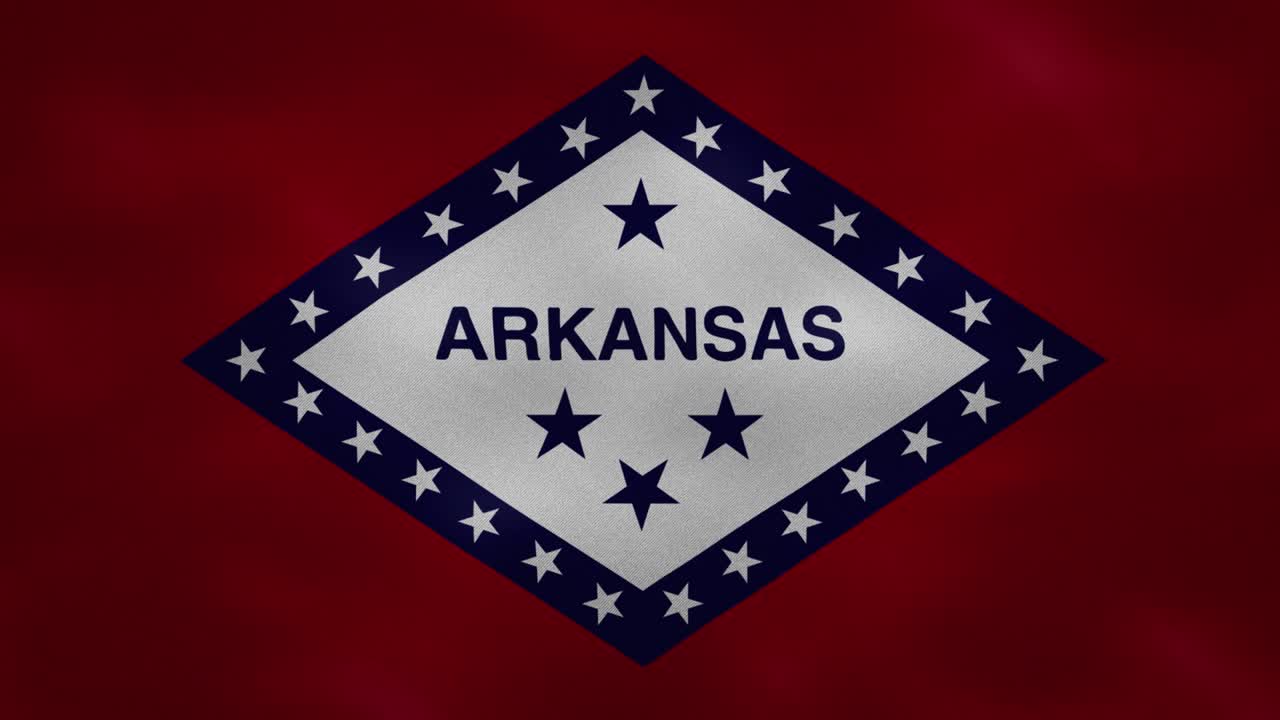 la bandera densa de arkansas se agita en el fondo del bucle.