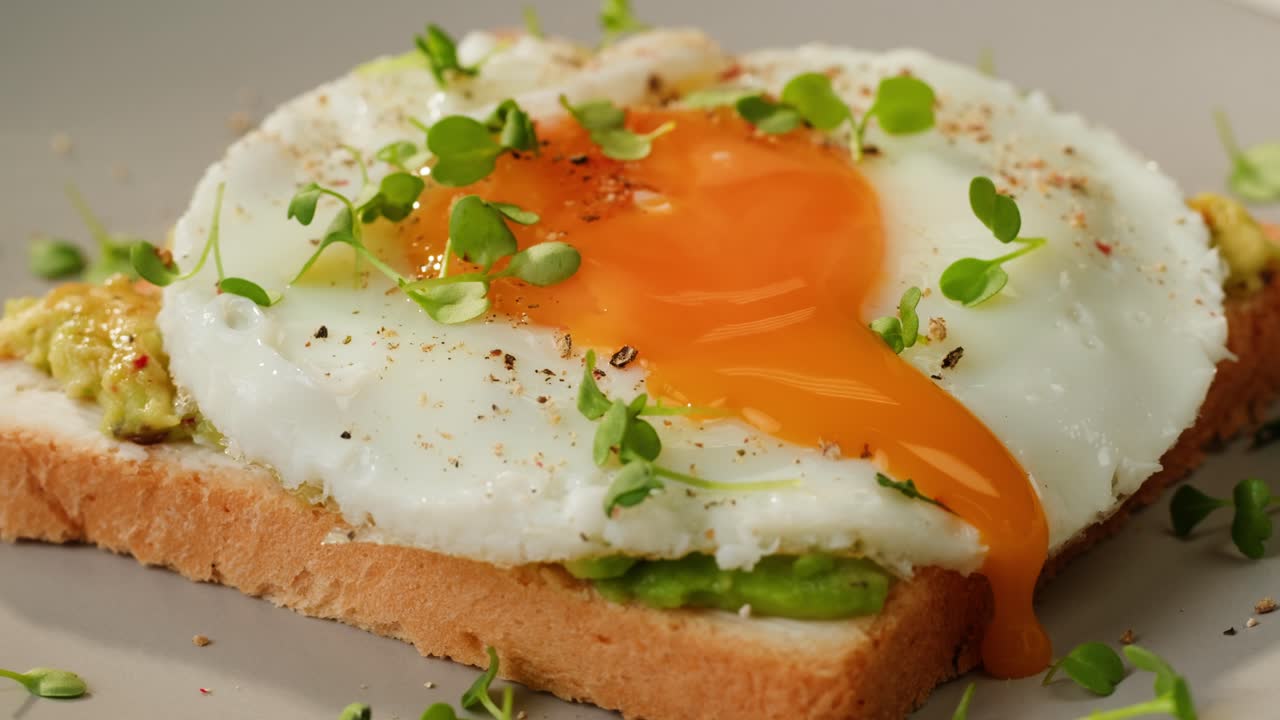 Avocado Toast with Sunny Side Up Egg and Microgreens