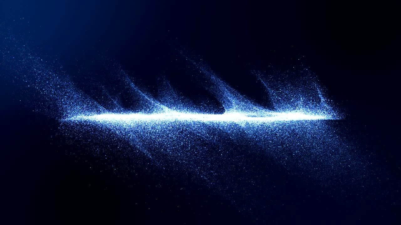 Dark blue digital background signatures with small particles gathered in waves, blue shadows spread throughout the area and areas with deep clarity.