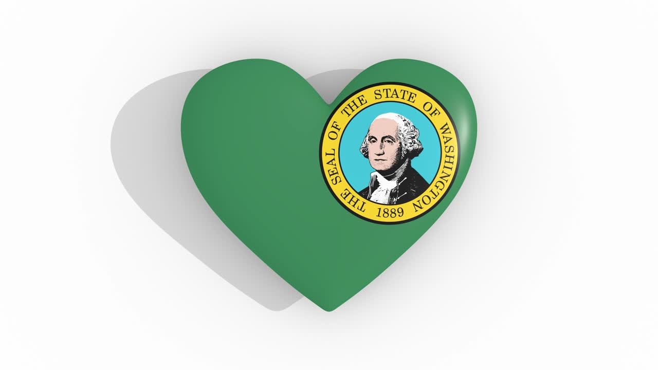 el corazón en los colores de la bandera de washington pulsa, bucle