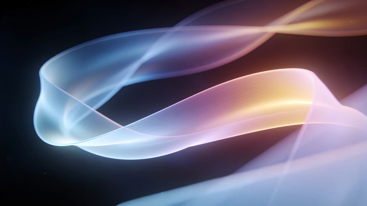 Translucent ribbon reacting to glow pulse, shifting twisting and undulating to visualize flow
