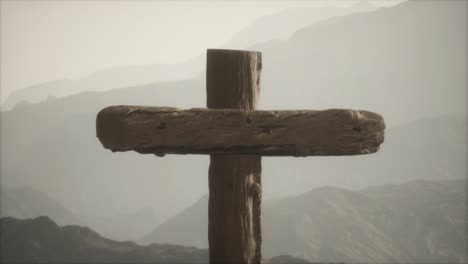 wooden crucifix cross at mountain