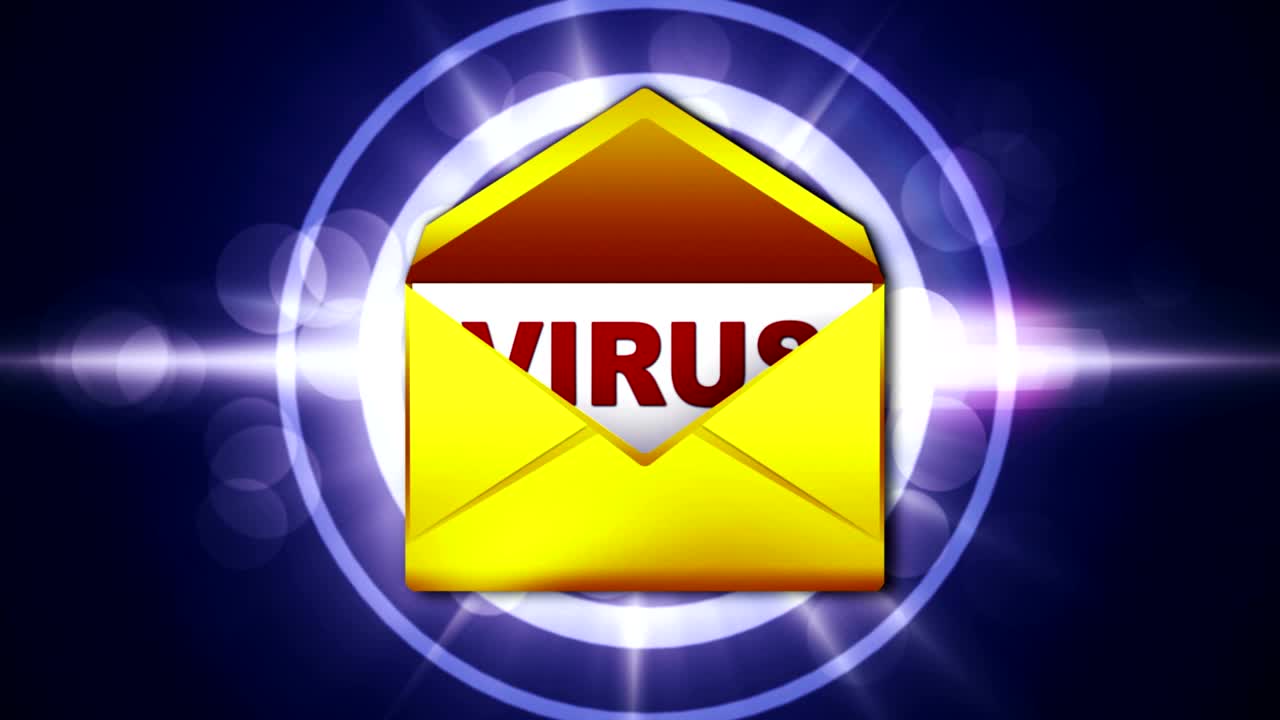 virus palabra en letra, renderización, animación, fondo, bucle