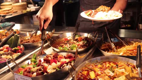 food being served at a market stall