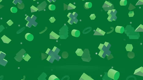 una animación digital de múltiples copos de nieve brillantes que caen contra un fondo negro.