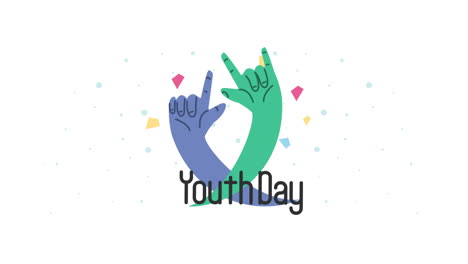 celebración del día internacional de la juventud con colores felices manos
