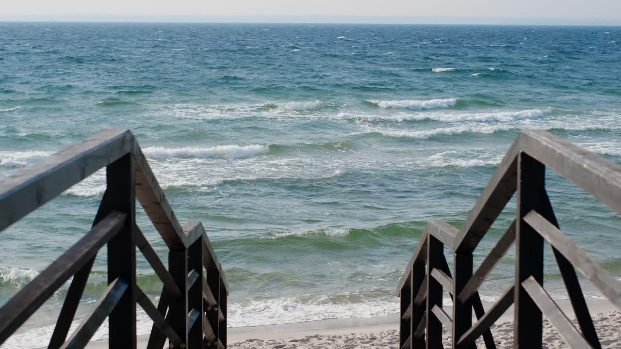 Ocean view from stairs at the beach