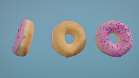 pink glaze donuts on a blue background