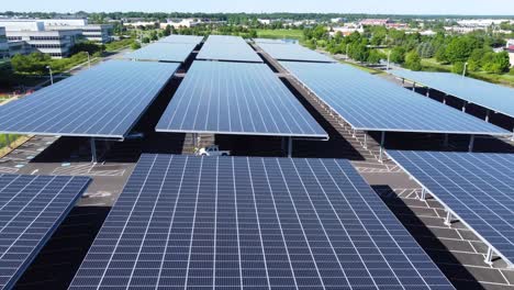 Solar-panels-installed-in-a-corporate-parking-lot,-Chase-Bank,-Columbus,-Ohio