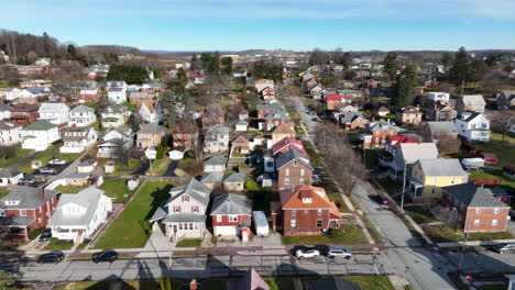 Aerial-of-small-village-town-in-USA