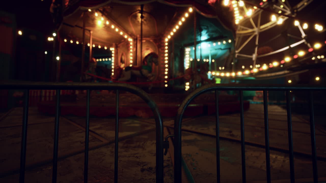 Abandoned Carousel at Night