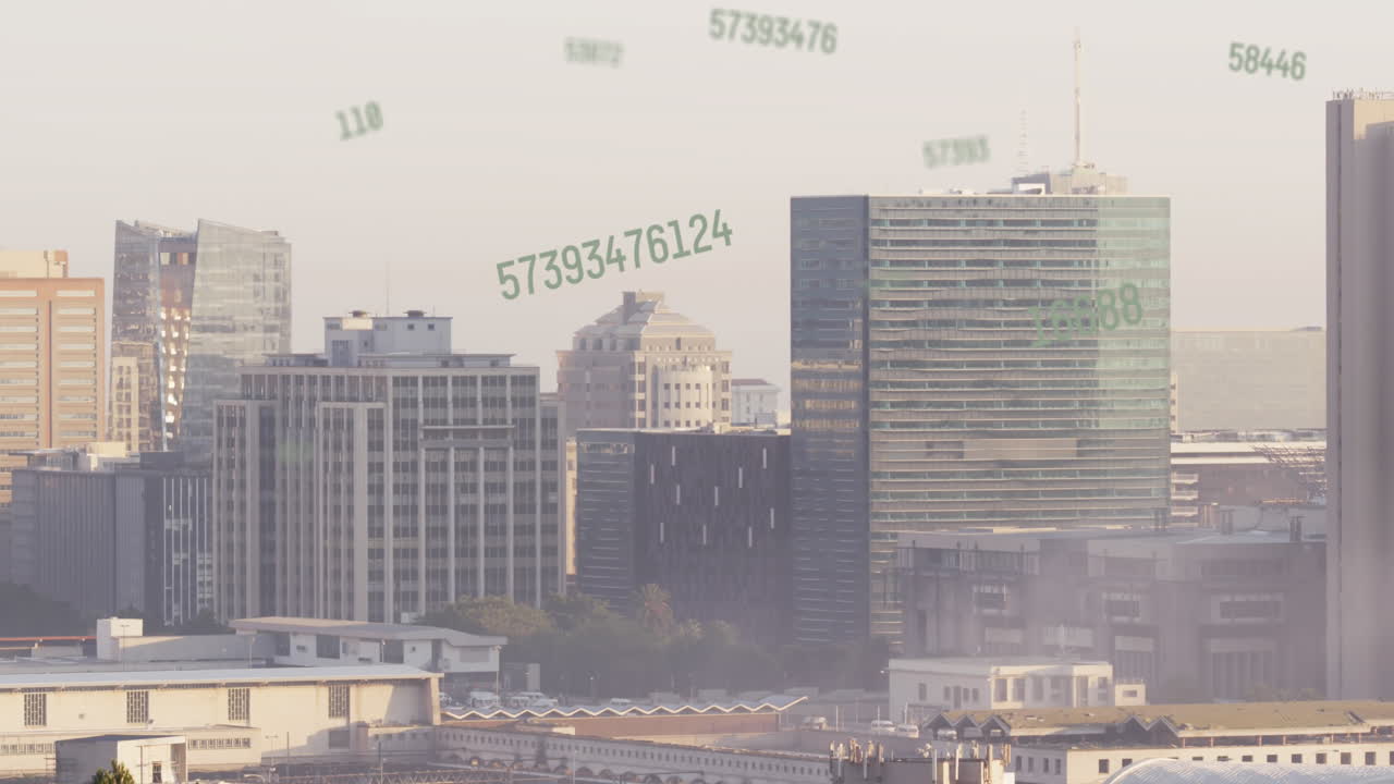 은 하늘에 대한 건물 위의 증가하는 숫자의 애니메이션