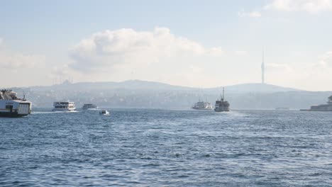 ferry boats on the sea in istanbul