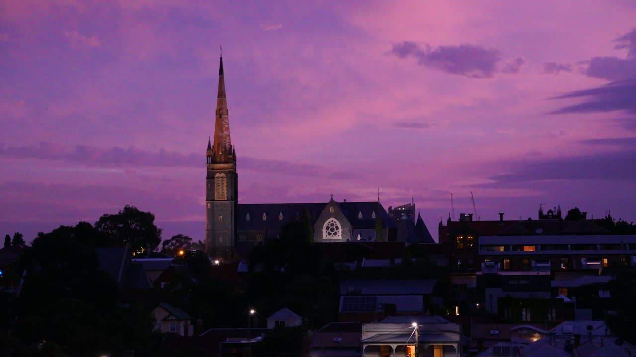 A dramatic church and sunset time-lapse.
