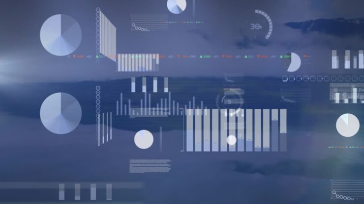 Animasjon av behandling av finansielle data over landskap