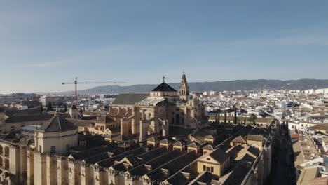 aerial circling over mosque or cathedral of our lady of assumption, cordoba in spain