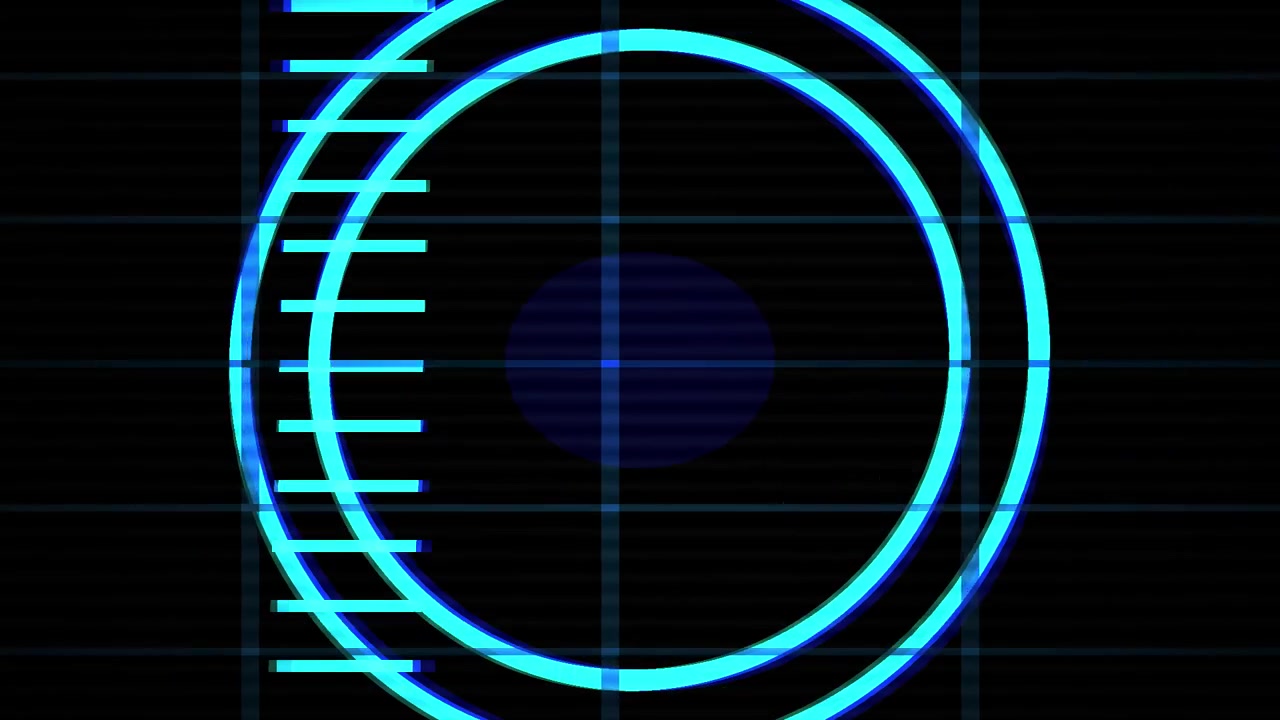Futuristic HUD Display with Glitch Effect and Scanning Target