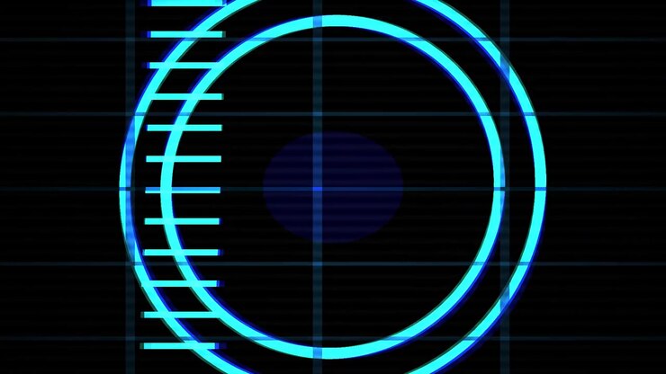 Futuristic HUD Display with Glitch Effect and Scanning Target