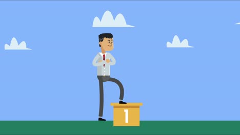 businessman in first place podium