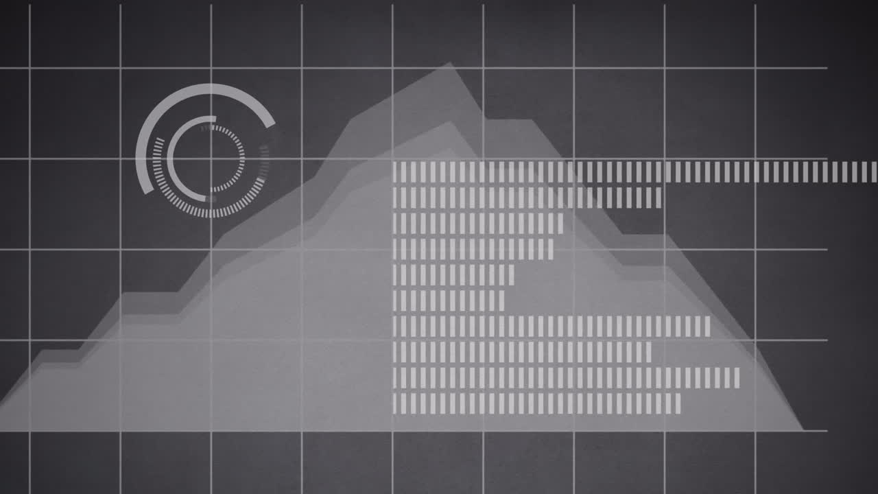 animación de estadísticas y procesamiento de datos sobre un fondo gris