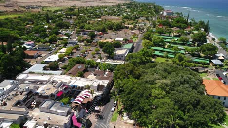 the historic aerial drone view of front street in lahaina maui 4k