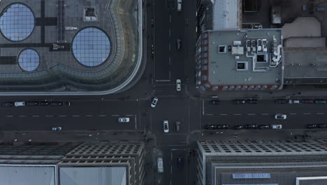 AERIAL:-Beautiful-Overhead-View-of-Berlin-Central-with-Pedestrians-on-Sidewalk-and-Car-Traffic