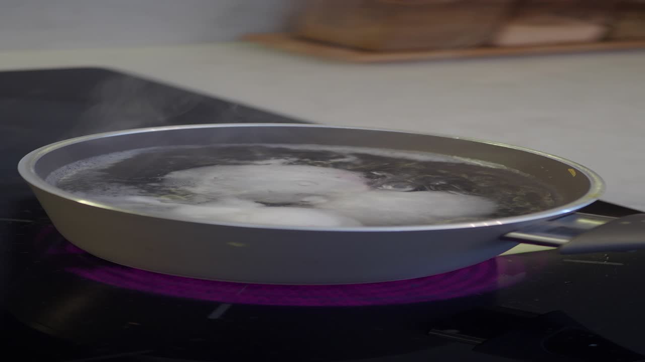 Boiling eggs on a stovetop