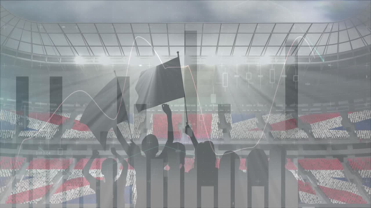 팬들의 실루 ⁇ 과 스포츠 스타디움의 배경에 대한 통계 데이터 처리