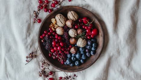 autumn harvest in a wooden bowl